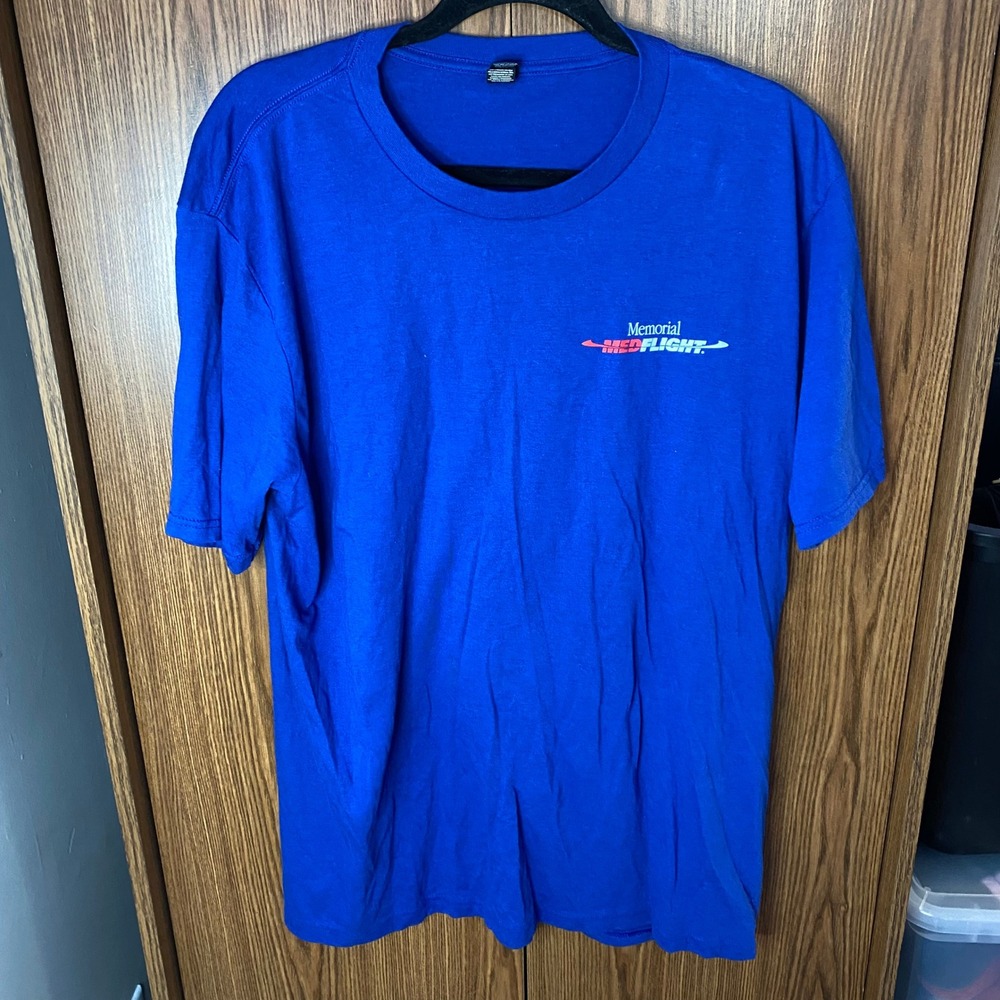 District T-Shirt Unisex XL Blue Memorial MedFlight Saving Lives Graphic Tee